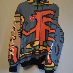 Members Only Multicolor Graphic Zip-Up Hoodie - Red, Blue, Green, Yellow